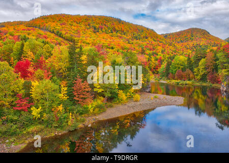 D'Indian Brook et la forêt acadienne à l'automne feuillage Indian Brook en Nouvelle-Écosse, Canada Banque D'Images