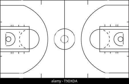 Les lignes de champ de vecteur de basket-ball vue d'isolé sur fond blanc. Illustration de Vecteur