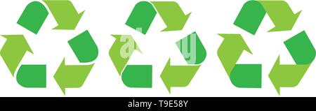 Trois symboles de recyclage vector isolé sur fond blanc Illustration de Vecteur
