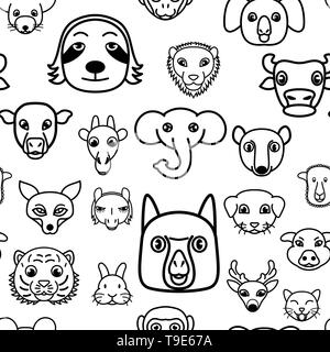 Motif de fond transparente de kawaii cute cartoon animaux blanc ion.Vector illustration Illustration de Vecteur