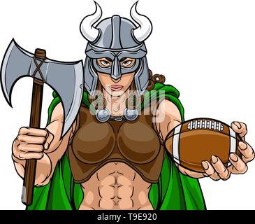 Femme Viking Warrior Football Gladiator Femme Illustration de Vecteur