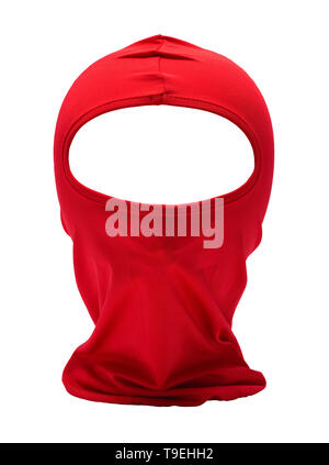Masque de Ninja rouge isolé sur fond blanc. Banque D'Images