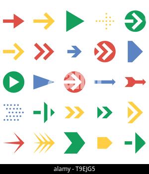 Dans le sens de la flèche Design logo Vector Icon Set ou illustration. Couleur de trait et modifiable Illustration de Vecteur