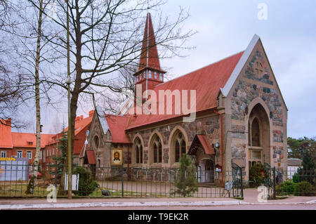 Palmniken Luthérienne en Prusse orientale, le temple orthodoxe de l'icône de Kazan de la Mère divine, village Yantarny, Kaliningradsky région, Russie, 20 Banque D'Images