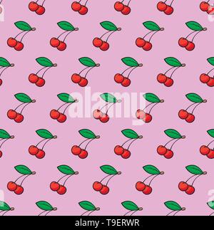 Seamless Texture cerise sur Rose Illustration de Vecteur