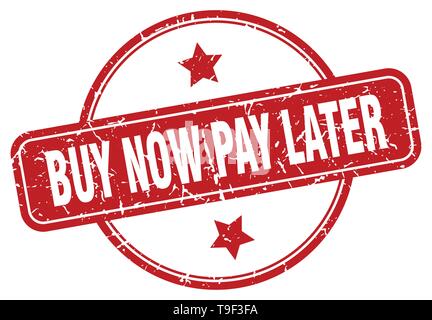 Achetez maintenant, payez plus tard vintage ronds de timbres isolés Illustration de Vecteur