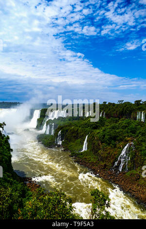 Vue panoramique et des taux élevés d'Iguazu Falls View de l'Argentine Banque D'Images