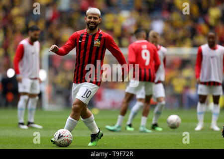 Le stade de Wembley, Londres, en Angleterre. 18 mai, 2019. Unis football finale de la FA Cup, Manchester City contre Watford ; Sergio Aguero de Manchester City pendant l'échauffement : Action Crédit Plus Sport/Alamy Live News Banque D'Images