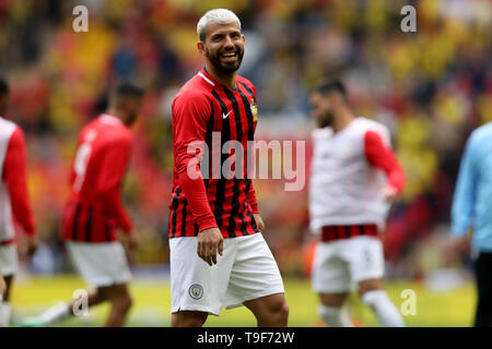 Le stade de Wembley, Londres, en Angleterre. 18 mai, 2019. Unis football finale de la FA Cup, Manchester City contre Watford ; Sergio Aguero de Manchester City pendant l'échauffement : Action Crédit Plus Sport/Alamy Live News Banque D'Images