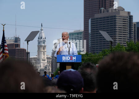 Philadelphie, Pennsylvanie, USA. 18 mai, 2019. Ancien Vice-président américain Joe Biden entame officiellement sa campagne présidentielle à Philadelphie, Pennsylvanie. Credit : Preston Ehrler/ZUMA/Alamy Fil Live News Banque D'Images