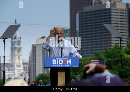 Philadelphie, Pennsylvanie, USA. 18 mai, 2019. Ancien Vice-président américain Joe Biden entame officiellement sa campagne présidentielle à Philadelphie, Pennsylvanie. Credit : Preston Ehrler/ZUMA/Alamy Fil Live News Banque D'Images