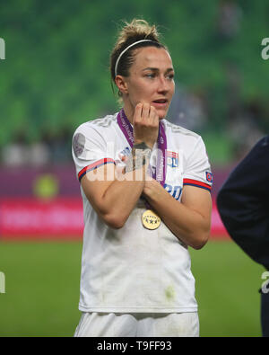 Budapest, Hongrie. 18 mai, 2019. Lucy le bronze de l'Olympique Lyonnais au cours de l'UEFA Women's Champions League entre l'Olympique Lyonnais et le FC Barcelone Femmes à Groupama Arena le 18 mai 2019 à Budapest, Hongrie : Crédit photo Action Sport/Alamy Live News Banque D'Images