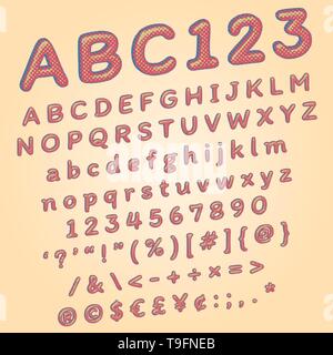 Super-héros moderne alphabet 3d pour le fun cartoon typographie avec des effets vintage pour les enfants Illustration de Vecteur