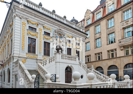 Leipzig, Allemagne - Octobre 2018 Historique : bâtiment de style baroque de la Vieille Bourse au Naschmarkt Plaza à Leipzig, Allemagne Banque D'Images