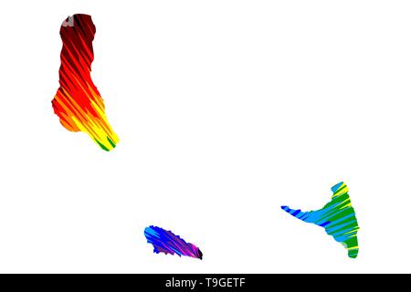 Comores - site est conçu rainbow abstract colorful pattern, Union des Comores (Grande Comore, Mohéli, Anjouan) map made of color explosion, Illustration de Vecteur