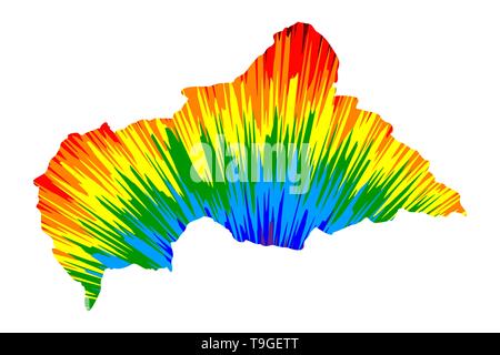 République centrafricaine - carte est conçu rainbow résumé motif coloré, de la République centrafricaine (RCA) map made of color explosion, Illustration de Vecteur