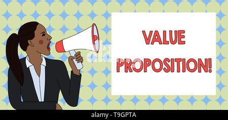 Écrit remarque montrant Proposition de valeur. Concept d'affaires pour l'innovation publique destiné faire attrayant du produit Banque D'Images