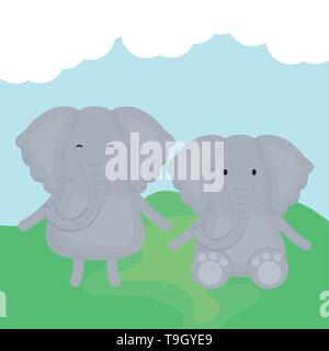 Quelques éléphants mignon vecteur illustration design personnages enfantins Illustration de Vecteur