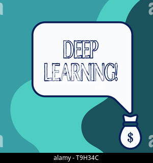 Texte de l'écriture l'écriture l'apprentissage en profondeur. Photo conceptuelle la collection d'algorithmes utilisés dans l'apprentissage automatique Banque D'Images