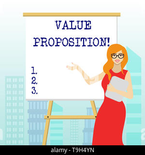 Écrit remarque montrant Proposition de valeur. Concept d'affaires pour l'innovation publique destiné faire attrayant du produit Banque D'Images