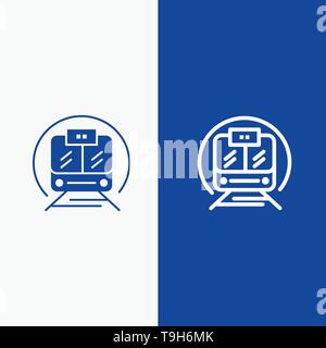 Train à grande vitesse, Transport, train, ligne Public et glyphe icône solide bandeau bleu Illustration de Vecteur
