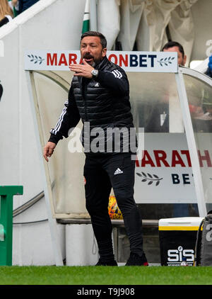 Edinburgh, Ecosse, Royaume-Uni. 19 mai, 2019. Edinburgh, Ecosse, Royaume-Uni. 19 mai, 2019. Montre un pic : Aberdeen animé manager, Derek McInnes, au cours de la première moitié comme l'hôte de Hibs Aberdeen at Easter Road Stadium, Edinburgh Crédit : Ian Jacobs/Alamy Live News Banque D'Images