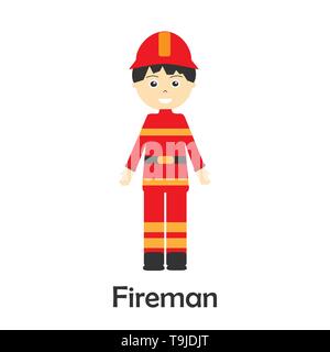 Sapeur-pompier en style dessin animé, carte marine pour enfant d'âge préscolaire, activité pour enfants, vector illustration Illustration de Vecteur