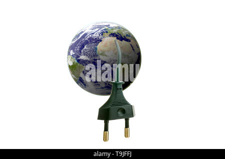 Globe terrestre avec câble d'alimentation de l'électricité. Concept d'éco la terre. "Éléments de cette image fournie par la NASA' Banque D'Images