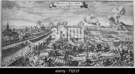 La bataille de Prague le octobre 1648. Musée : collection privée. Auteur : Merian, Matthäus, l'Aîné. Banque D'Images