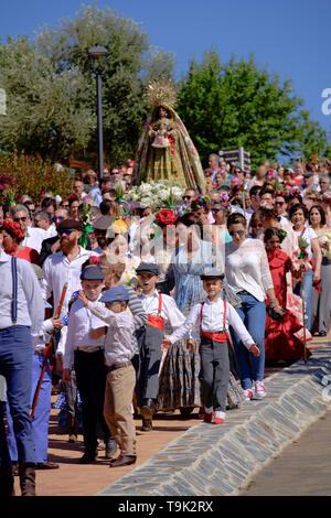 Romeria festival à Velez-Malaga, Axarquia, Andfalucia, Espagne. Fête en l'honneur du saint patron de la ville, la Vierge de Los Remidios. Banque D'Images