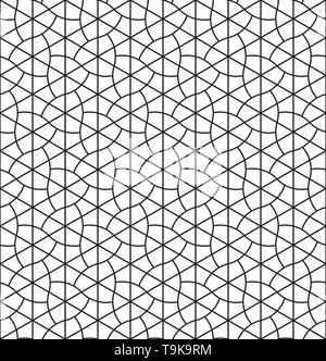 Un motif géométrique inspiré par Kumiko japonais.ornement silhouette noir et blanc avec des lignes d'épaisseur moyenne.grille hexagonale. Illustration de Vecteur