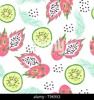 Modèle sans couture avec fruits style doodle Illustration de Vecteur