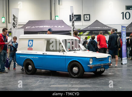 18 mai 2019. Londres, Royaume-Uni. Hilman restauré classique Imp Van affichée à Londres Motor Show 2019. Banque D'Images