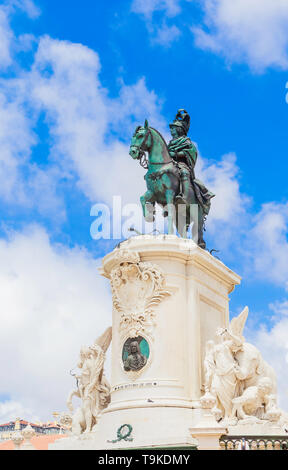 Statue de Joseph 1er, Place du Commerce, la Baixa Pombalina. Lisbonne, Portugal Banque D'Images