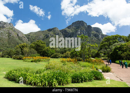Le tableau sur la montagne depuis les jardins botaniques de Kirstenbosch Banque D'Images