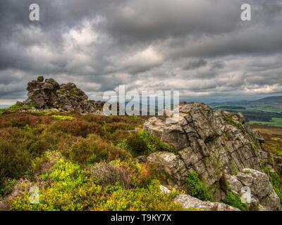 Ciel noir sur les Stiperstones, Shropshire, Angleterre Banque D'Images