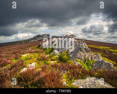 Ciel noir sur les Stiperstones, Shropshire, Angleterre Banque D'Images