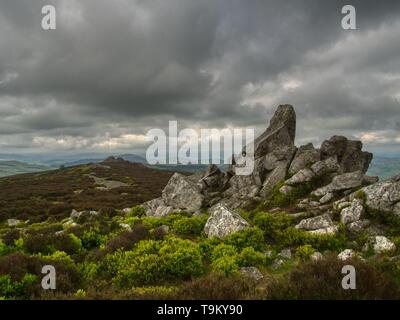 Ciel noir sur les Stiperstones, Shropshire, Angleterre Banque D'Images