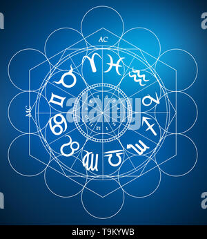 Symboles du zodiaque astrologie Banque D'Images