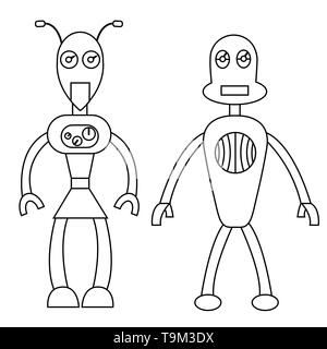 Deux contours. caractère du robot Illustration vectorielle stock Illustration de Vecteur