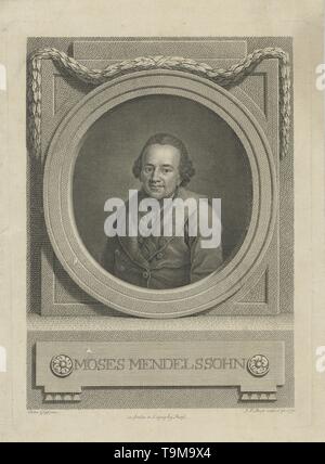 Portrait de Moïse Mendelssohn (1729-1786). Musée : collection privée. Auteur : Johann Friedrich BAUSE. Banque D'Images