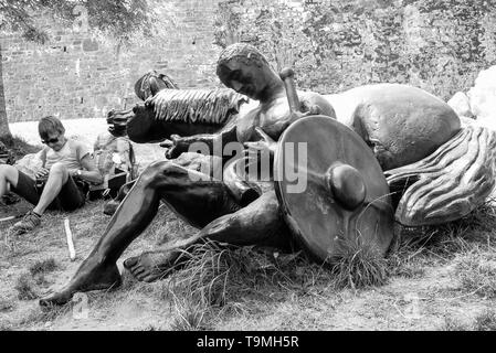 Statue de Roland, Roncevaux, Pyrénées-Atlantiques, France Banque D'Images