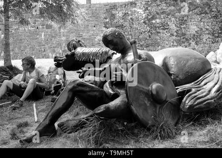 Statue de Roland, Roncevaux, Pyrénées-Atlantiques, France Banque D'Images