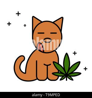 Feuilles de cannabis et de chien. La marijuana médicale pour les animaux de concept. Vector illustration isolé sur fond blanc. Illustration de Vecteur