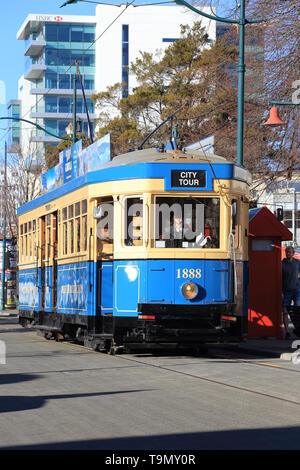 Tramway sur Worcester Boulevard, Christchurch, Nouvelle-Zélande Banque D'Images