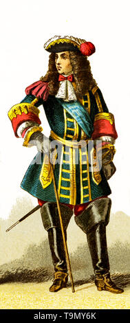La figure représentée ici est le roi français Louis XIV en 1680. L'illustration dates à 1882. Banque D'Images