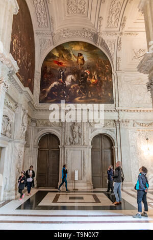 Peintures à l'intérieur du Palais Royal d'Amsterdam sur la place du Dam - intérieur de l'œuvre - Palais Royal Dutch Palace - Palais à Amsterdam Pays-Bas Banque D'Images