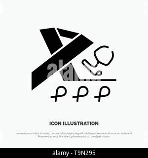 Stéthoscope, santé, sensibilisation, ruban noir solide Icône glyphe Illustration de Vecteur