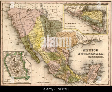 Carte du Mexique et du Guatemala, 1844 Banque D'Images