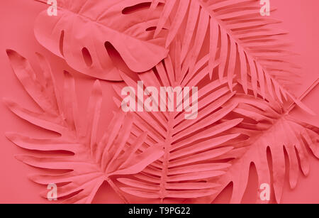 Collection de feuilles tropicales,plante en couleur de l'année 2019.Abstract leaf décoration design.La nature exotique pour gabarit de protection Banque D'Images